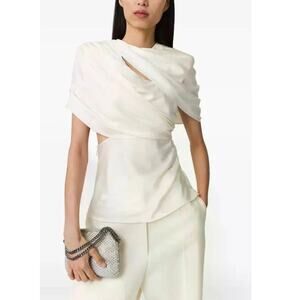 Stella McCartney Layered Wrap Top in Cream IT 38 US 2